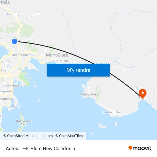 Auteuil to Plum New Caledonia map