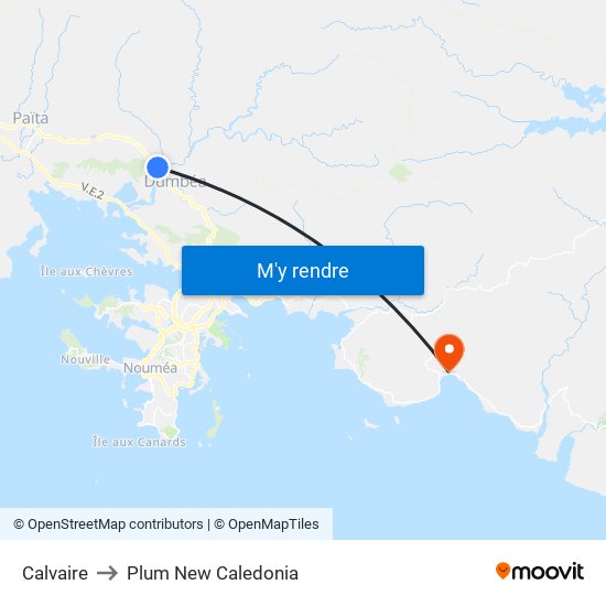 Calvaire to Plum New Caledonia map