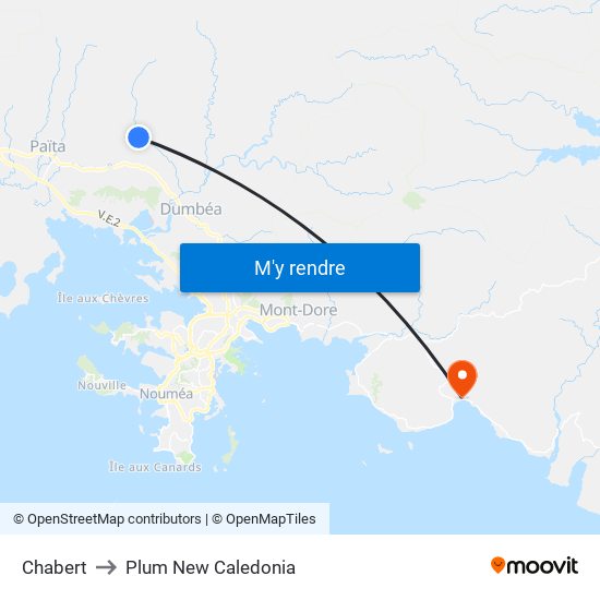 Chabert to Plum New Caledonia map