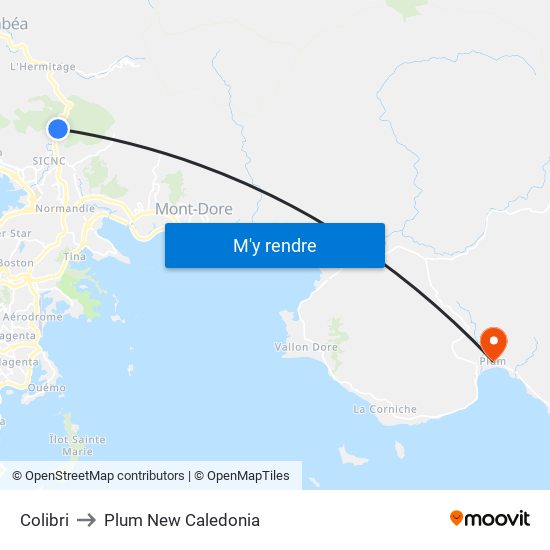 Colibri to Plum New Caledonia map