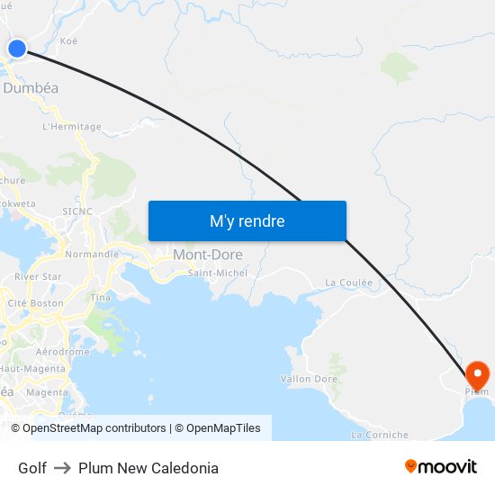 Golf to Plum New Caledonia map