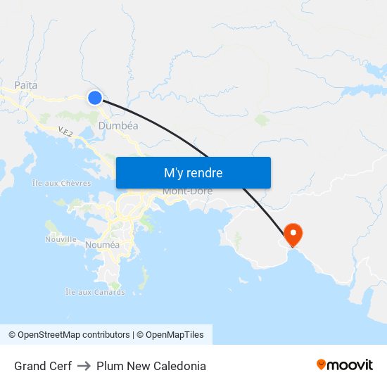 Grand Cerf to Plum New Caledonia map