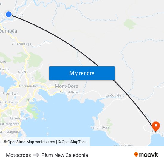 Motocross to Plum New Caledonia map