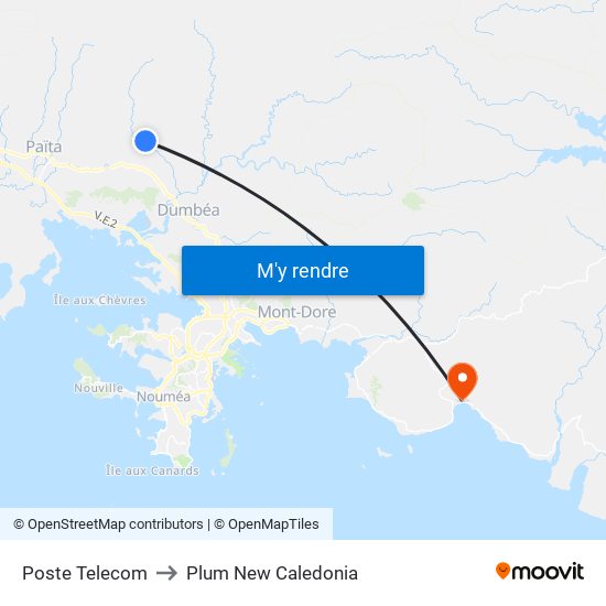 Poste Telecom to Plum New Caledonia map