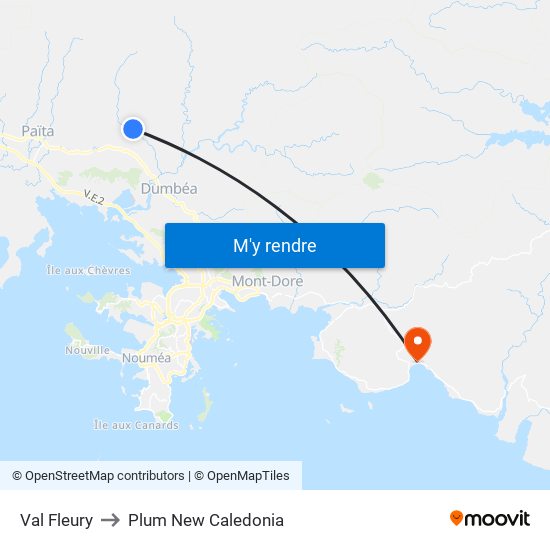 Val Fleury to Plum New Caledonia map