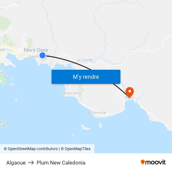 Algaoue to Plum New Caledonia map