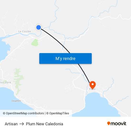 Artisan to Plum New Caledonia map