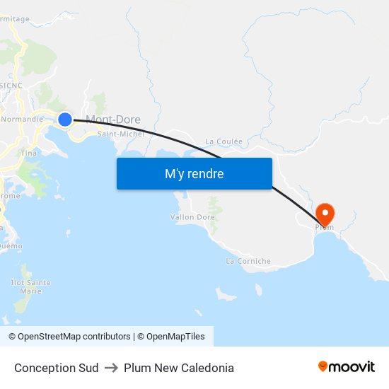 Conception Sud to Plum New Caledonia map