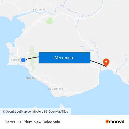 Daros to Plum New Caledonia map