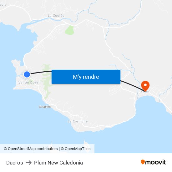 Ducros to Plum New Caledonia map