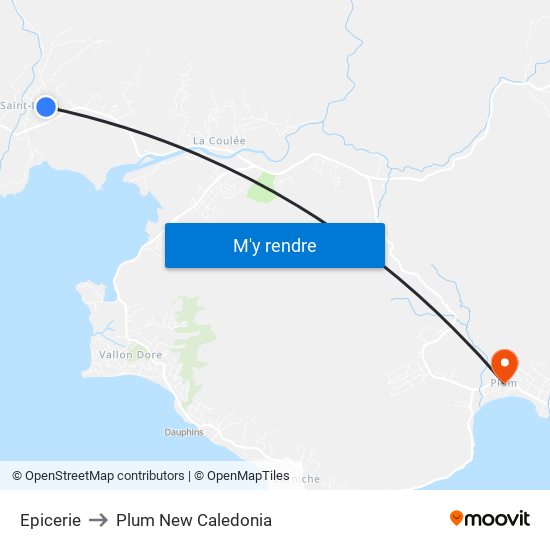 Epicerie to Plum New Caledonia map