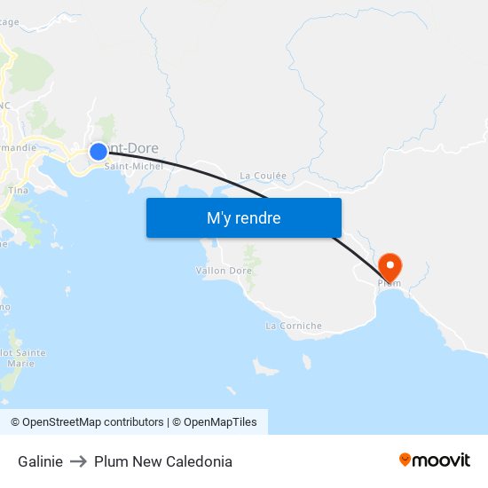 Galinie to Plum New Caledonia map