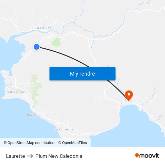 Laurette to Plum New Caledonia map