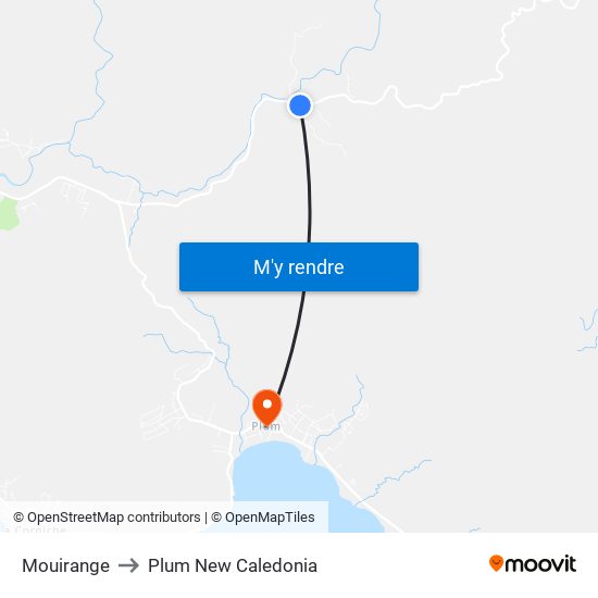 Mouirange to Plum New Caledonia map