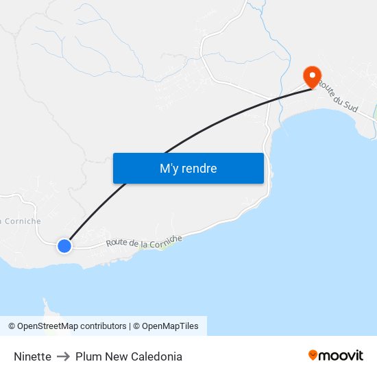 Ninette to Plum New Caledonia map