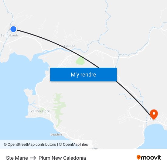 Ste Marie to Plum New Caledonia map