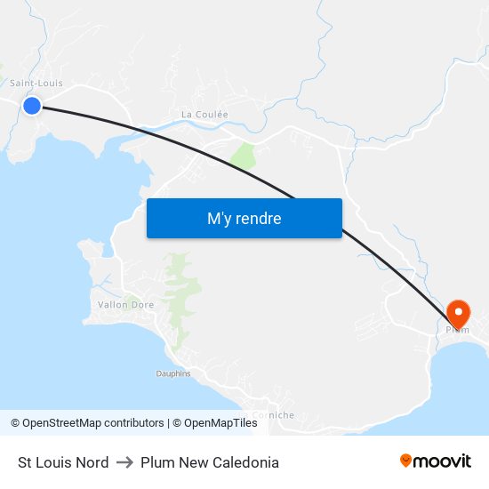 St Louis Nord to Plum New Caledonia map