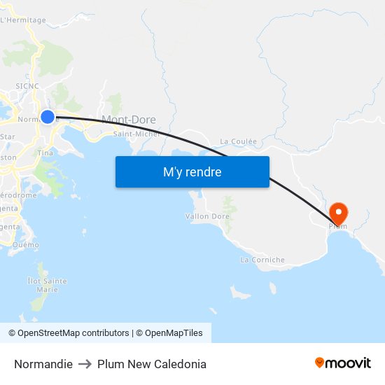 Normandie to Plum New Caledonia map