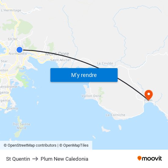 St Quentin to Plum New Caledonia map