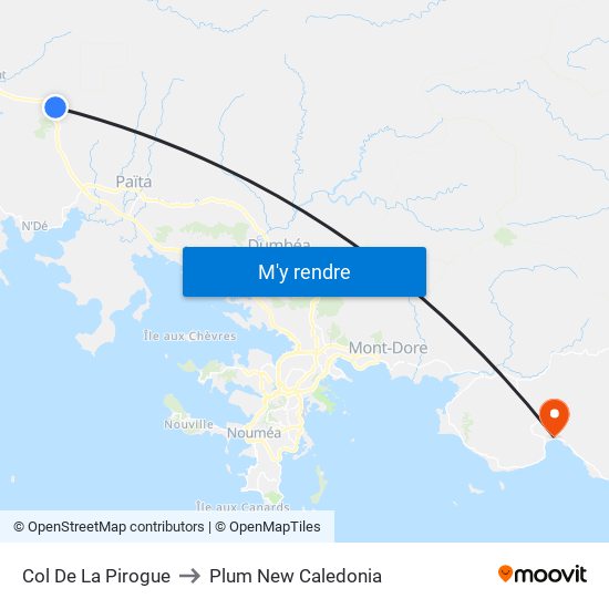 Col De La Pirogue to Plum New Caledonia map