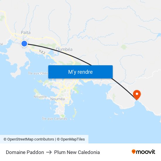 Domaine Paddon to Plum New Caledonia map