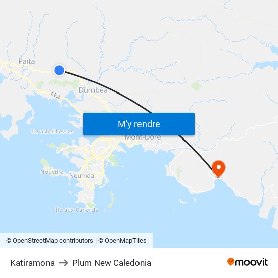 Katiramona to Plum New Caledonia map
