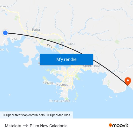 Matelots to Plum New Caledonia map