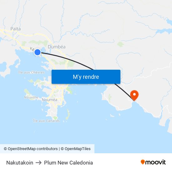 Nakutakoin to Plum New Caledonia map
