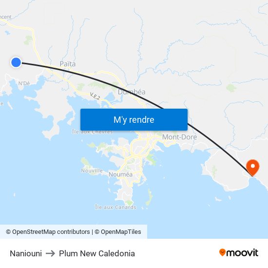 Naniouni to Plum New Caledonia map