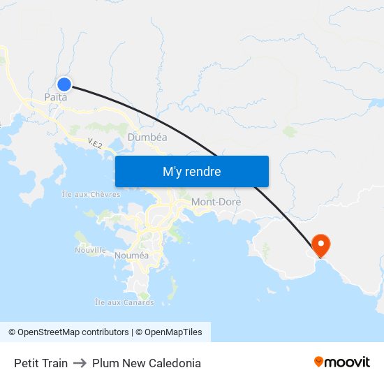 Petit Train to Plum New Caledonia map
