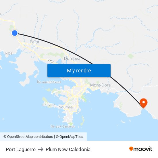 Port Laguerre to Plum New Caledonia map