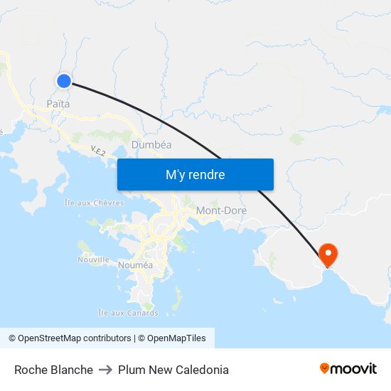 Roche Blanche to Plum New Caledonia map