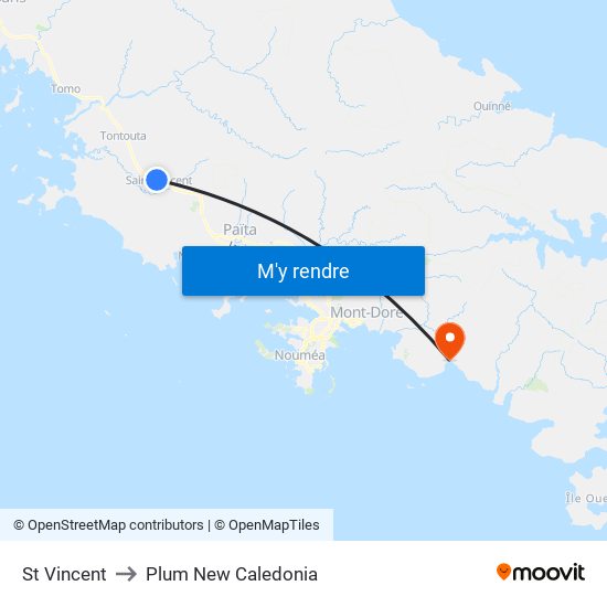 St Vincent to Plum New Caledonia map