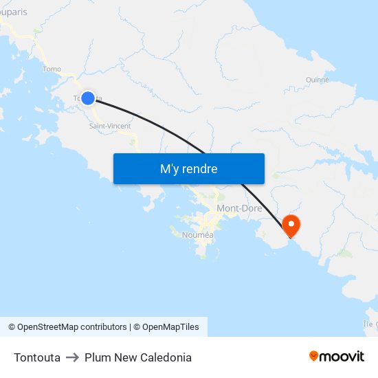 Tontouta to Plum New Caledonia map