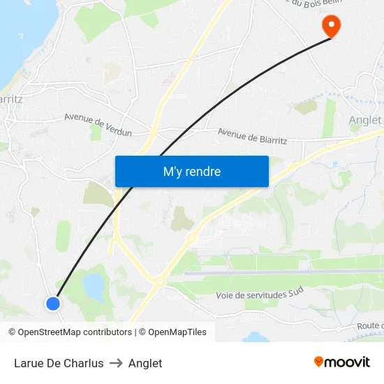 Larue De Charlus to Anglet map