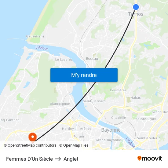 Femmes D'Un Siècle to Anglet map