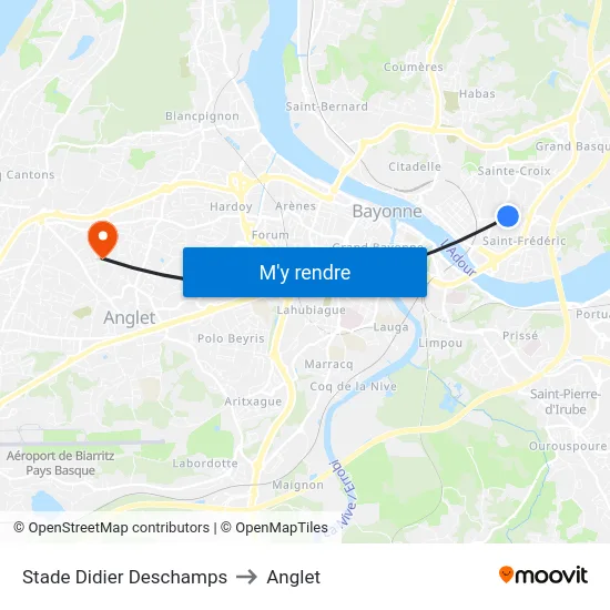 Stade Didier Deschamps to Anglet map