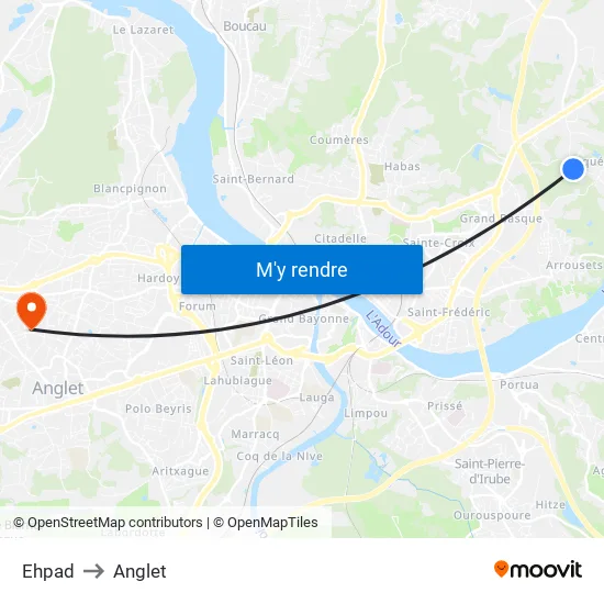 Ehpad to Anglet map