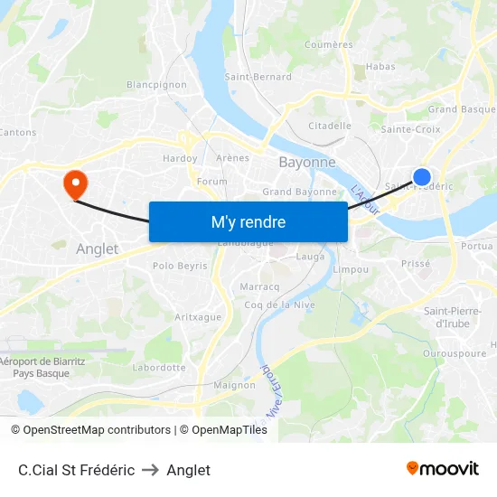 C.Cial St Frédéric to Anglet map