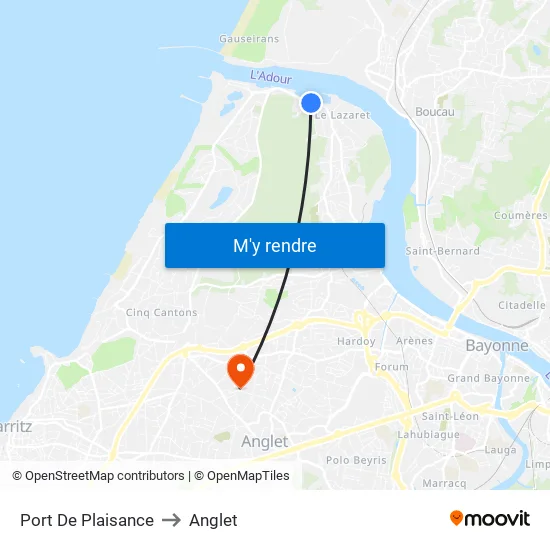 Port De Plaisance to Anglet map