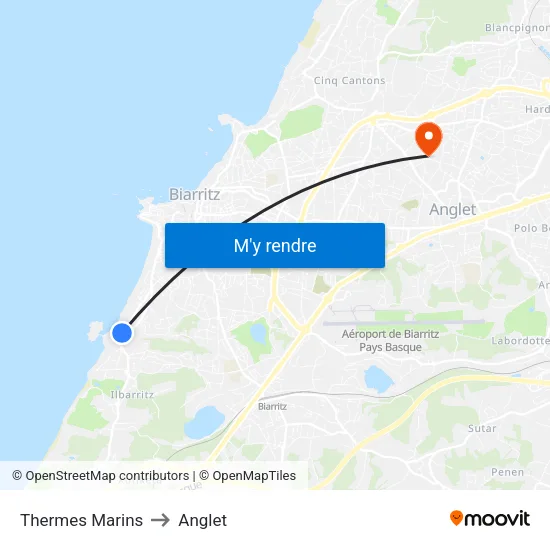 Thermes Marins to Anglet map