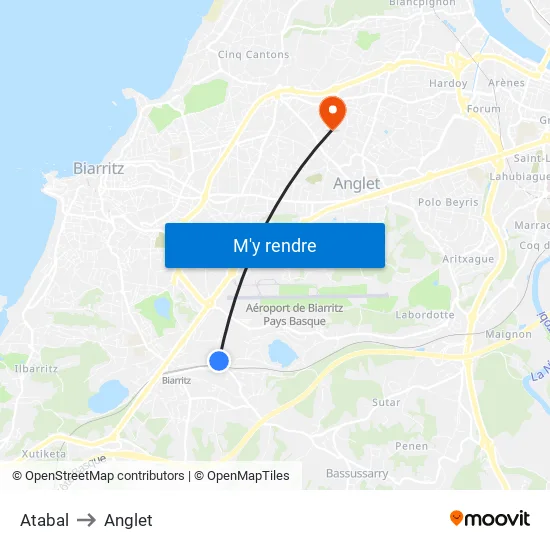 Atabal to Anglet map