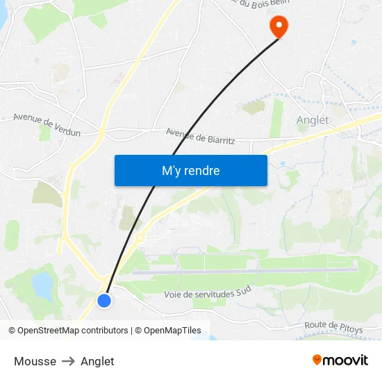 Mousse to Anglet map