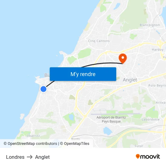 Londres to Anglet map