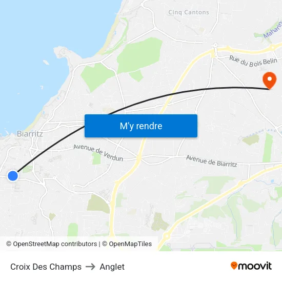 Croix Des Champs to Anglet map