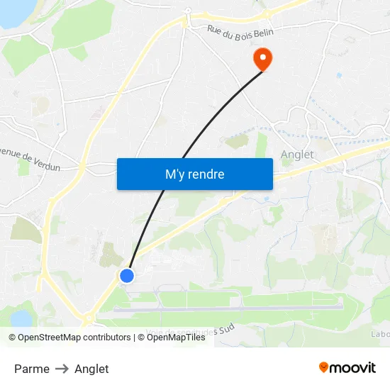 Parme to Anglet map