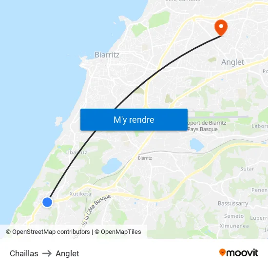 Chaillas to Anglet map