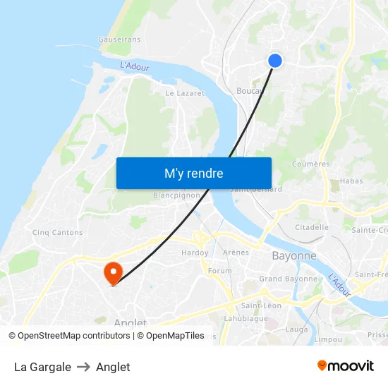 La Gargale to Anglet map