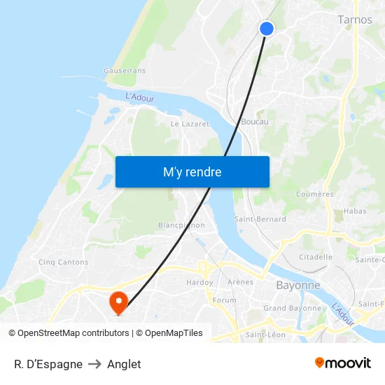 R. D’Espagne to Anglet map
