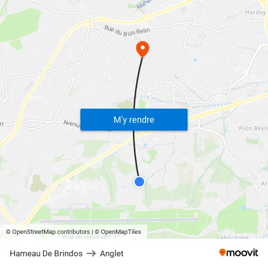Hameau De Brindos to Anglet map